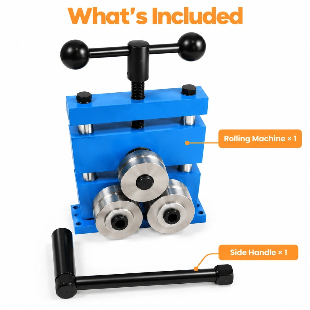 Package contents showing one grooved roller bracelet bending machine and one side crank handle