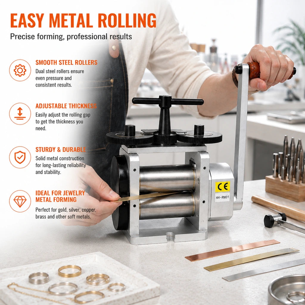 Tooltos Jewelry Rolling Mill in Use – Easy Metal Rolling on Workbench