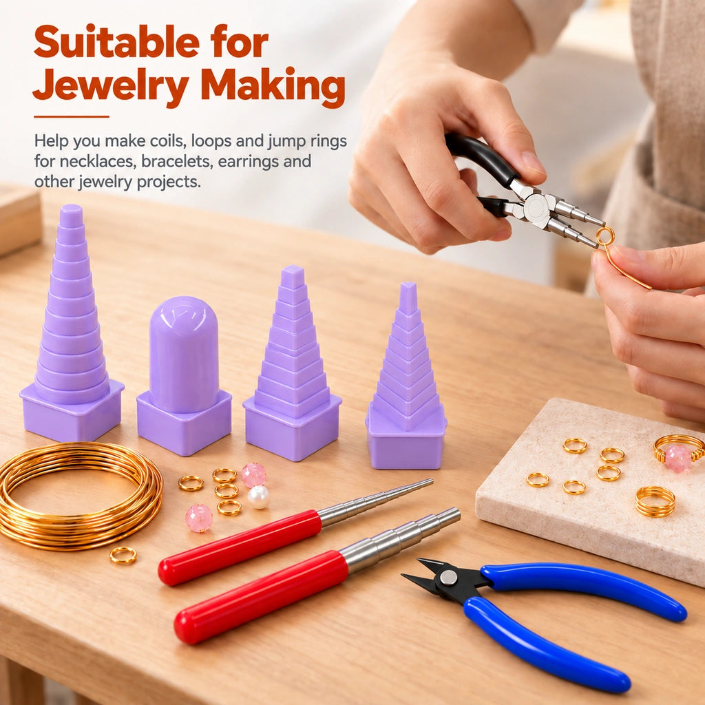 Jewelry wire forming kit with mandrels, pliers and cutter