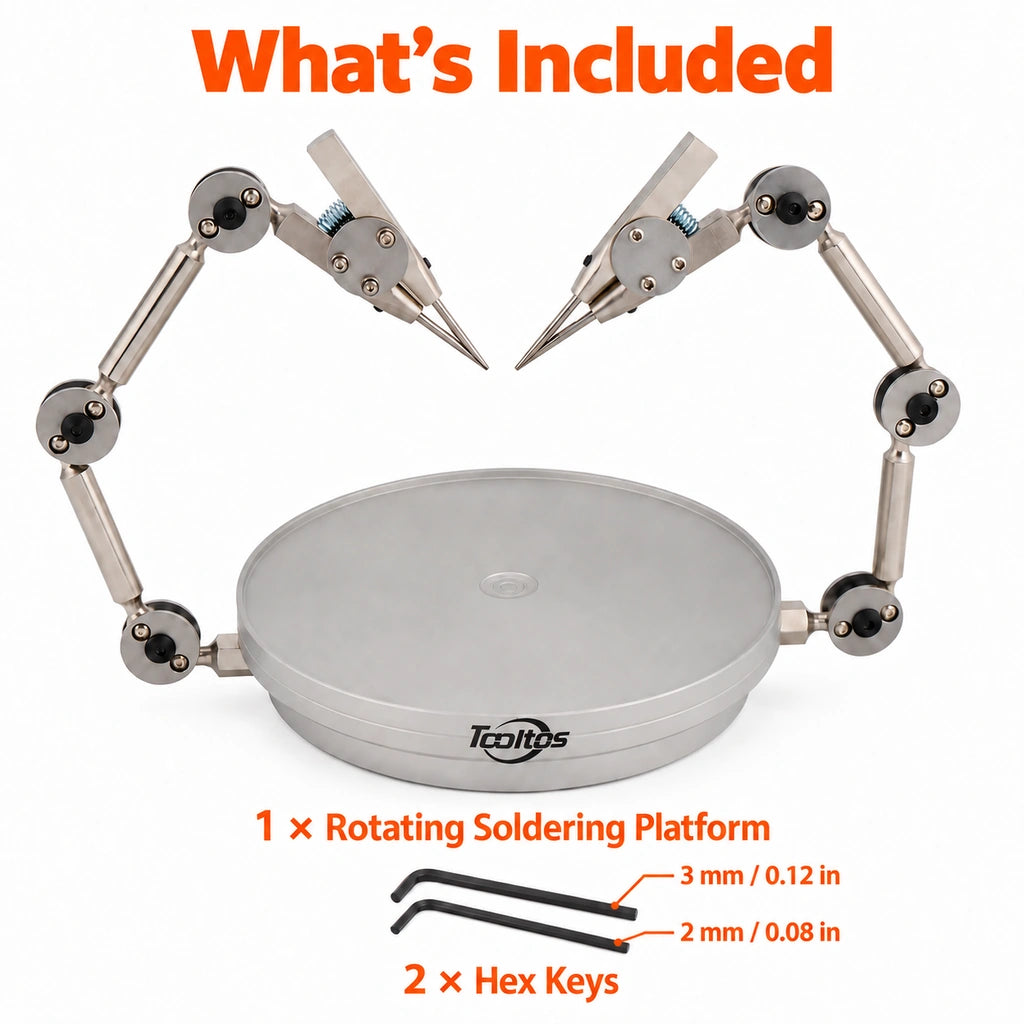 Jewelry soldering helping hands without ceramic board, shown with 3 mm and 2 mm hex keys