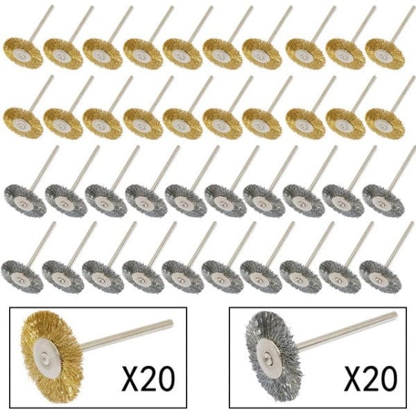 Tooltos Jewelry Tool Steel+ Brass T brush 40pcs / 2.35mm Brass Wire Wheel Brushes