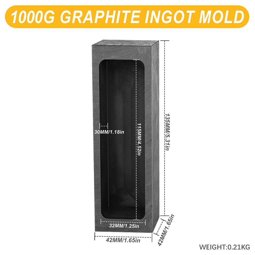 Tooltos Jewelry Tools 1000 g Tooltos Graphite Ingot Molds for Gold Silver Metal Melting and Casting Accessories
