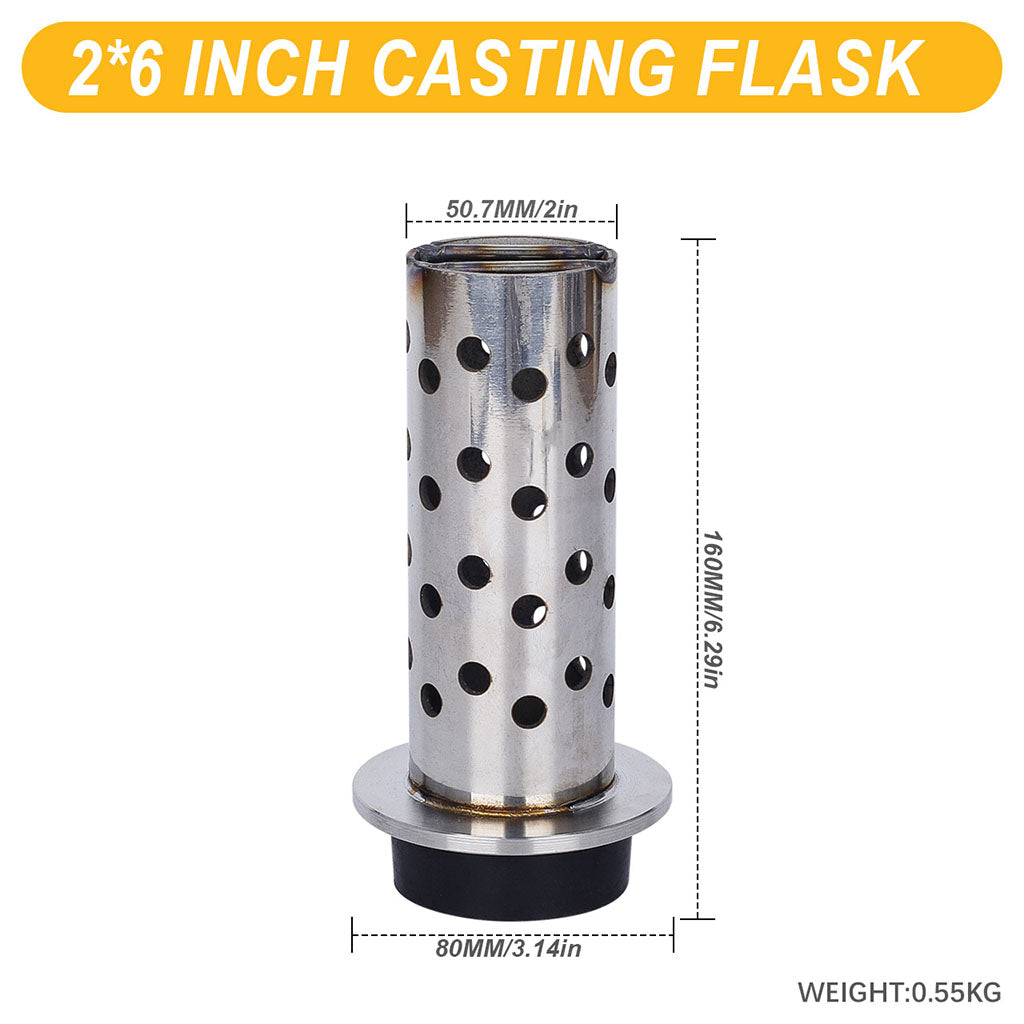 Tooltos Jewelry Tools 2 x 6 inch Tooltos 2 inch Perforated Stainless Steel Casting Flask Wall Flanged Vacuum Casting Plaster Mold