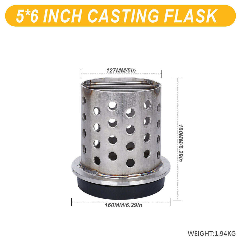 Tooltos Jewelry Tools 5 x 6 inch Tooltos 5 inch Perforated Stainless Steel Casting Flask Wall Flanged Vacuum Casting Plaster Mold