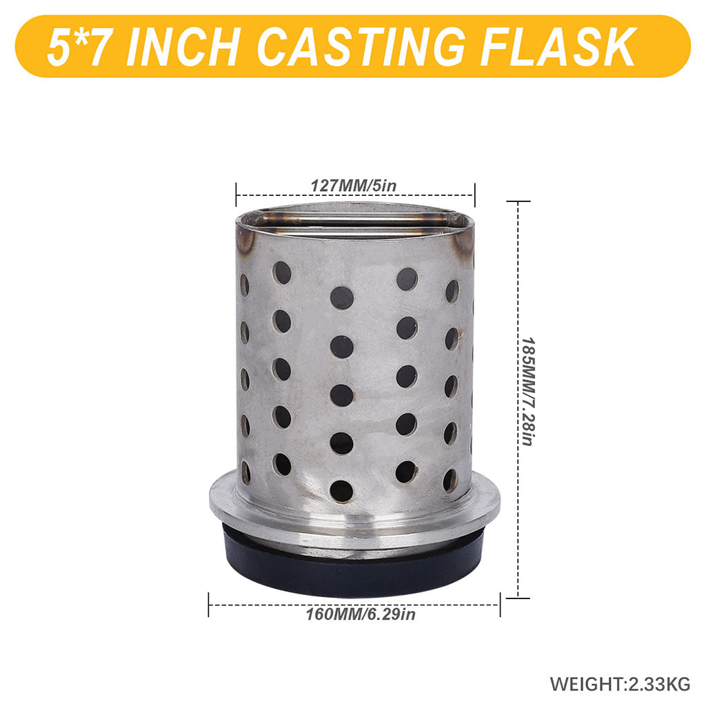 Tooltos Jewelry Tools 5 x 7 inch Tooltos 5 inch Perforated Stainless Steel Casting Flask Wall Flanged Vacuum Casting Plaster Mold