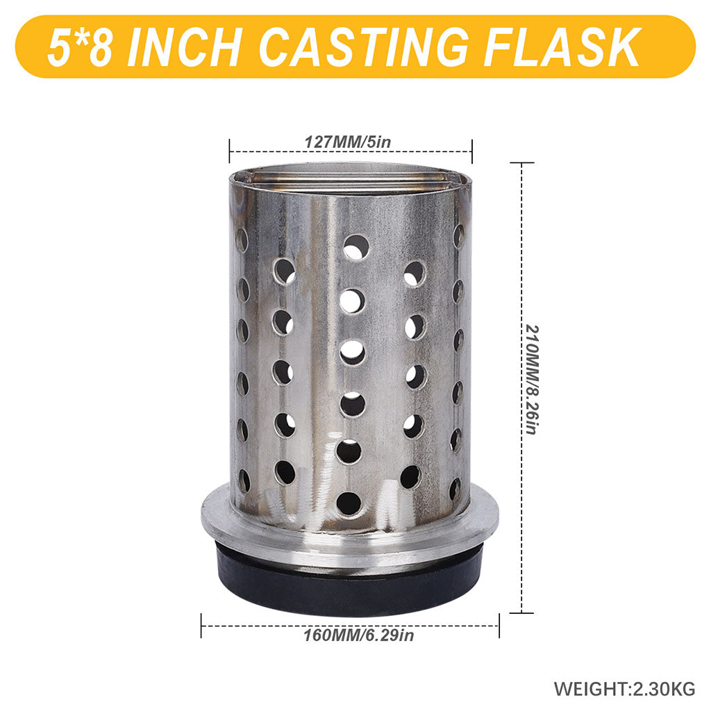 Tooltos Jewelry Tools 5 x 8 inch Tooltos 5 inch Perforated Stainless Steel Casting Flask Wall Flanged Vacuum Casting Plaster Mold