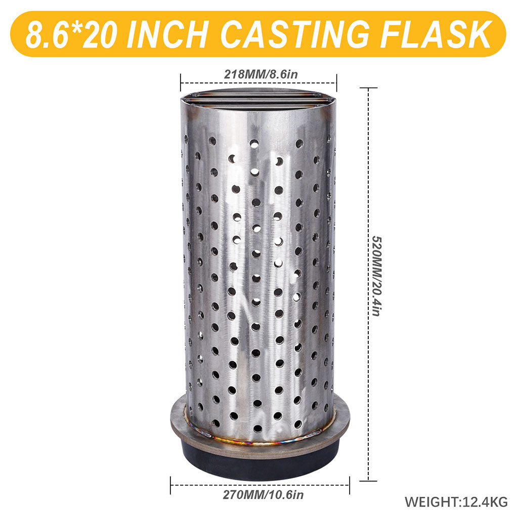 Tooltos Jewelry Tools 8.6 x 20 inch Tooltos 8.6 inch Perforated Stainless Steel Casting Flask Wall Flanged Vacuum Casting Plaster Mold