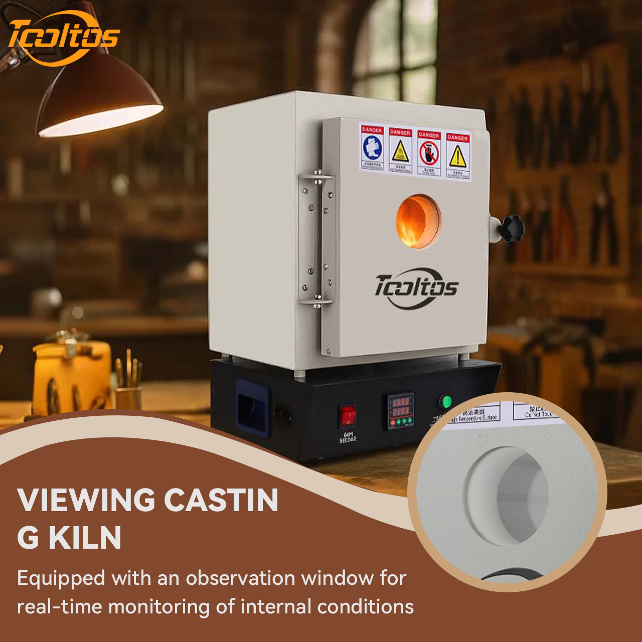 Tooltos professional jeweler using burnout furnace for lost wax casting