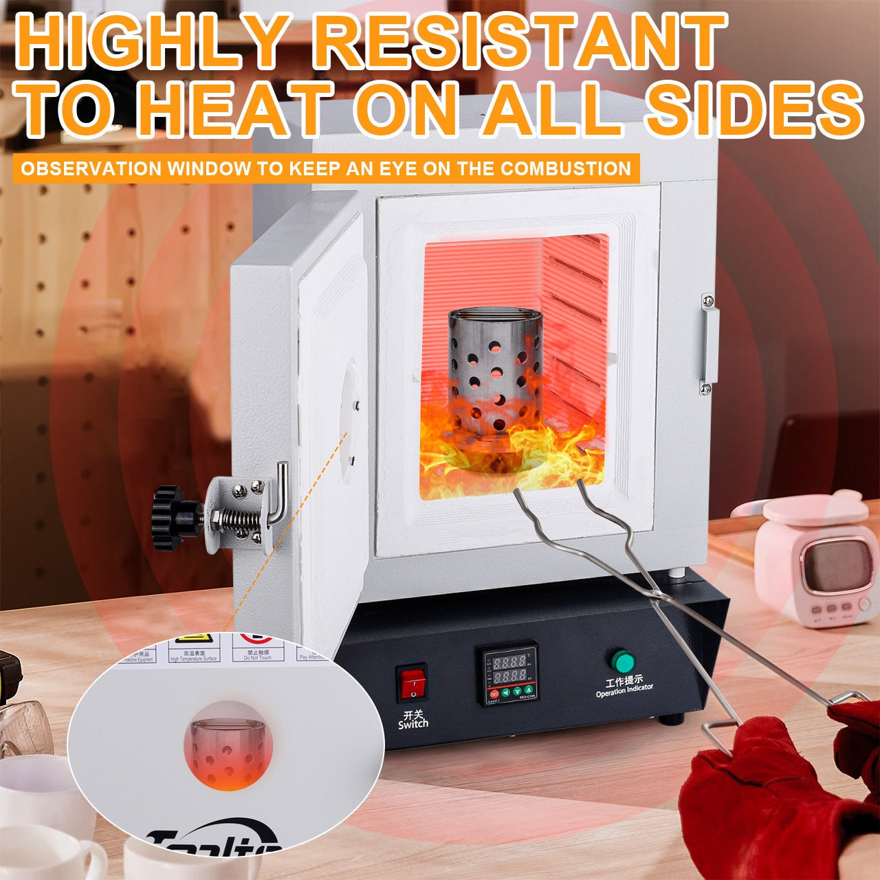Tooltos Jewelry Tools Jewelry Casting Burnout Furnace Oven with Observation Window