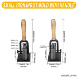 Tooltos Jewelry Tools Small Tooltos Reversible Wire Plate Iron Ingot Molds With Wooden Handle for Gold Silver Metal Melting and Casting Accessories