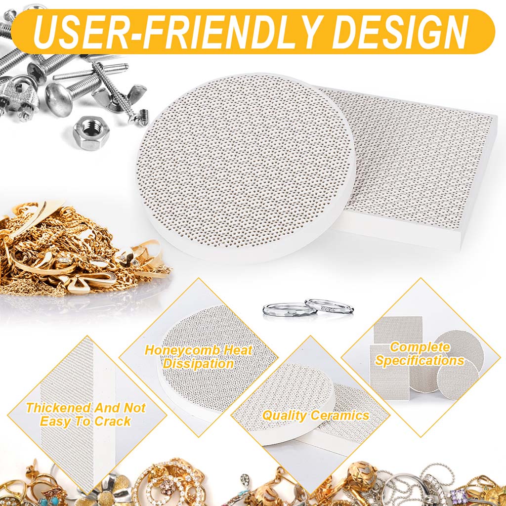 Tooltos Jewelry Tools Square and Round Honeycomb Ceramic Welding Plate Quartz Refractory Brick