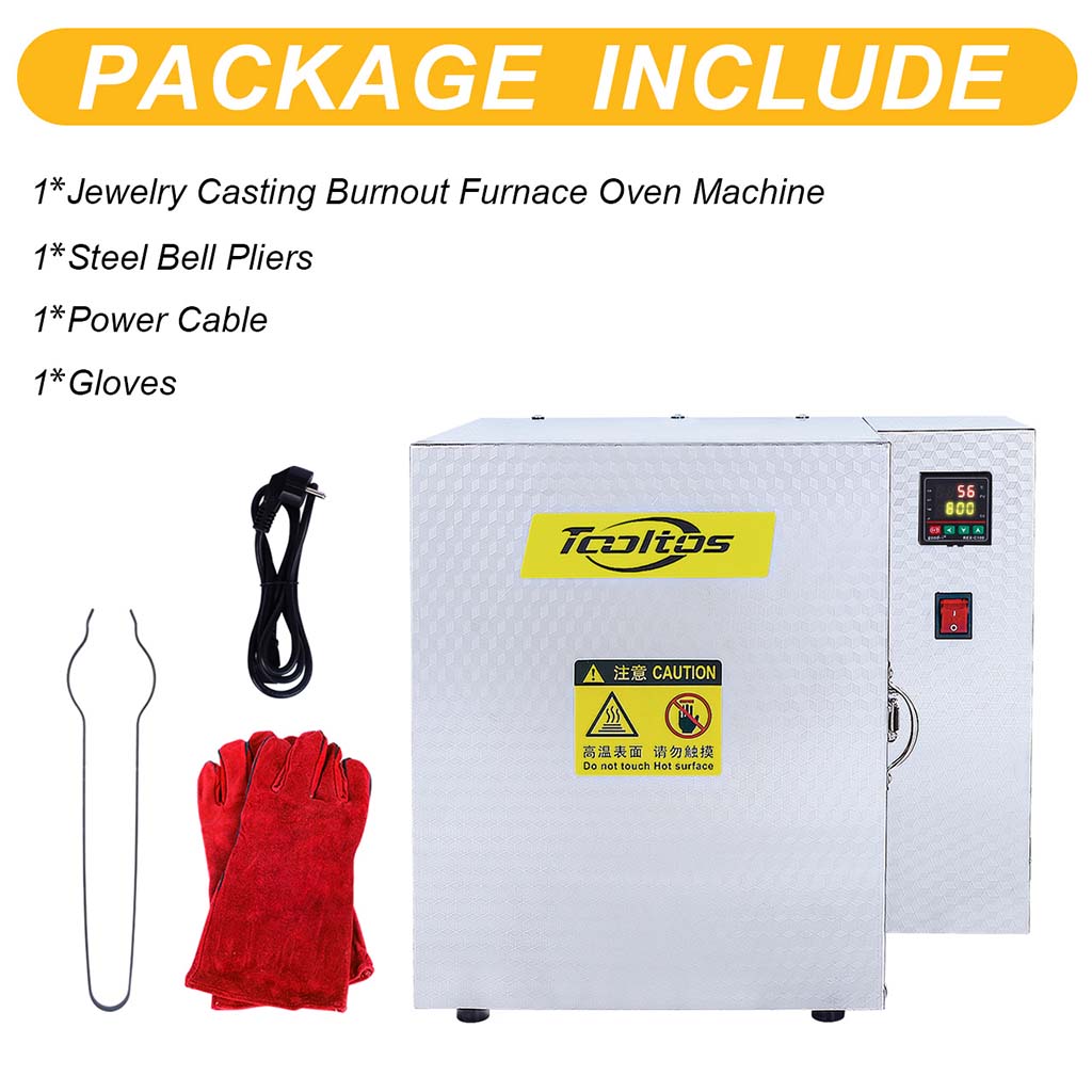 Tooltos Jewelry Tools Tooltos 1500W Jewelry Casting Burnout Furnace Oven Machine