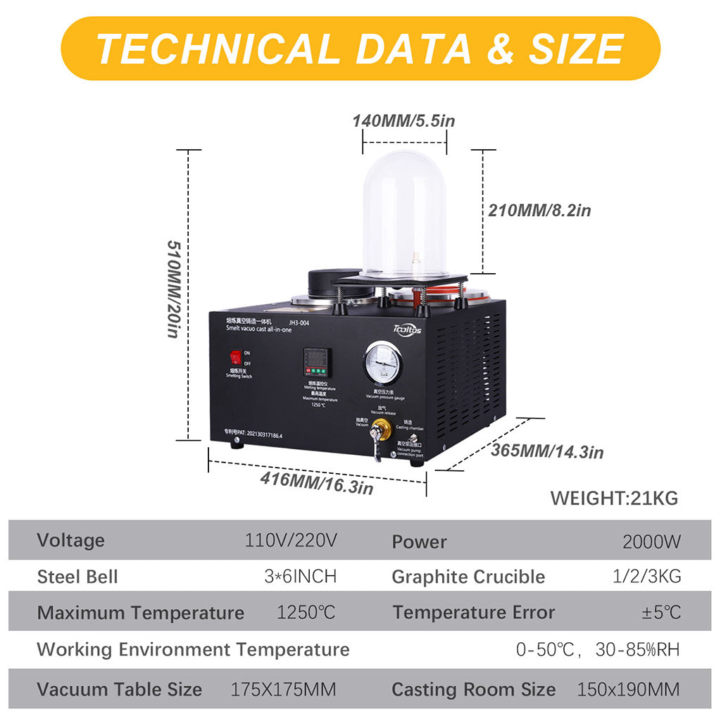 Tooltos Jewelry Tools Tooltos Digital Display Jewelry Casting Vacuum Melting Machine