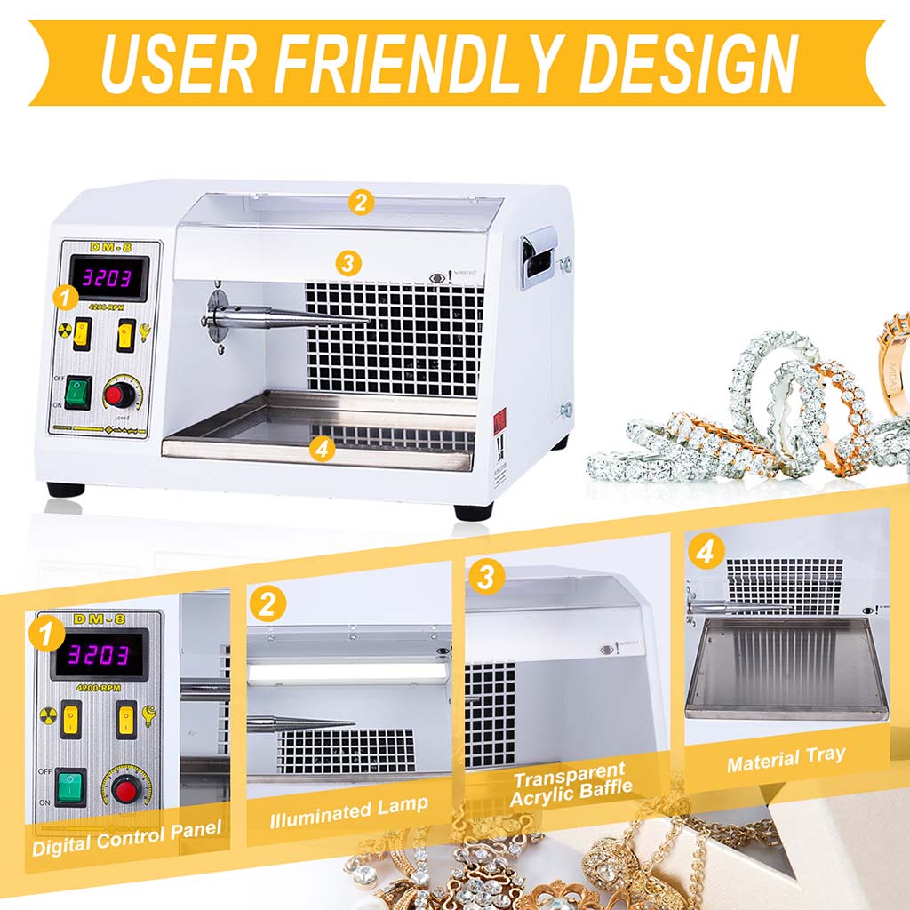 Tooltos Jewelry Tools Tooltos DM-8 Bench Grinder Inverter Dust Collecting Jewelry Polishing Machine
