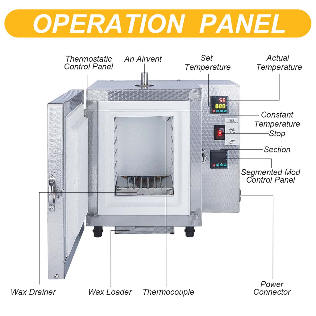 Tooltos Jewelry Tools Tooltos Dual Temperature Controller Jewelry Casting Burnout Furnace Oven Kiln Machine