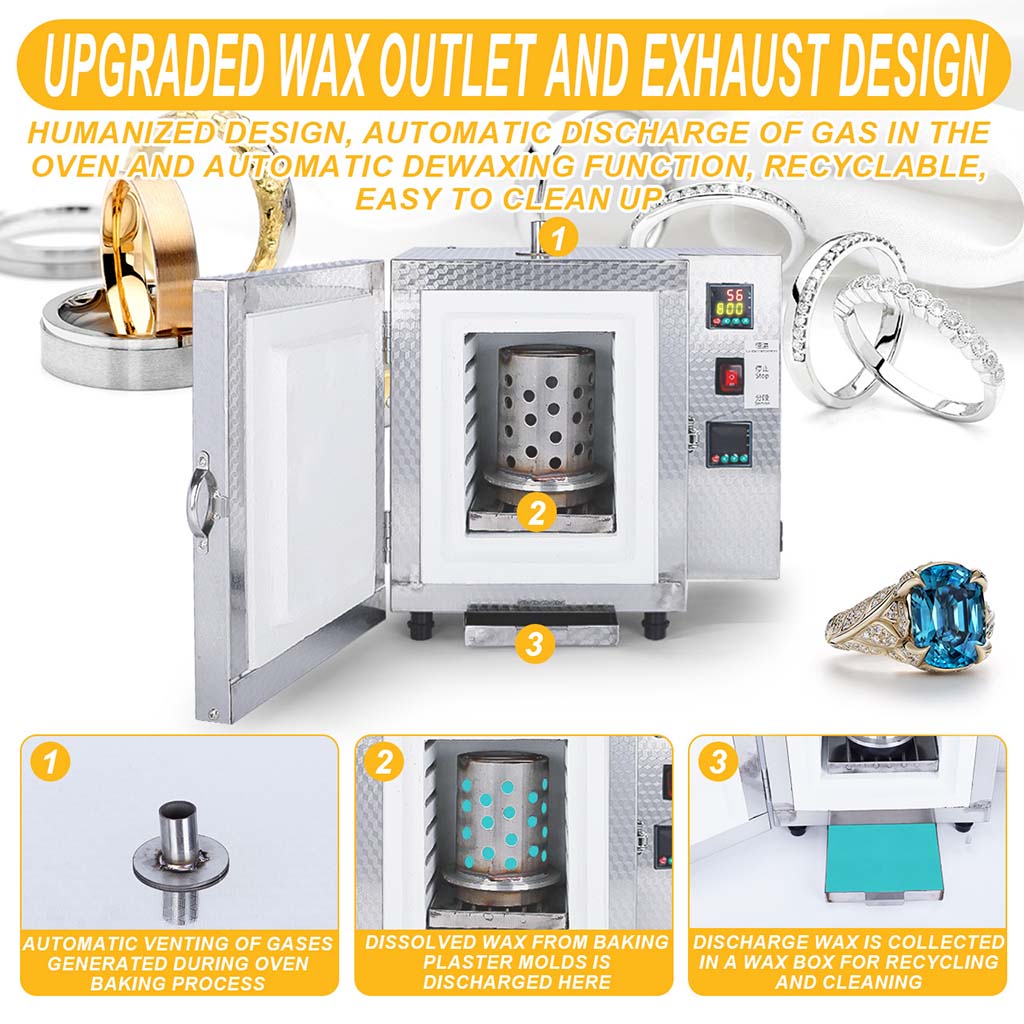Tooltos Jewelry Tools Tooltos Dual Temperature Controller Jewelry Casting Burnout Furnace Oven Kiln Machine