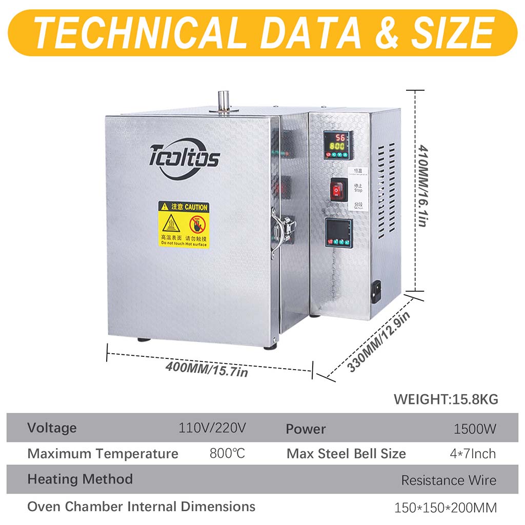 Tooltos Jewelry Tools Tooltos Dual Temperature Controller Jewelry Casting Burnout Furnace Oven Kiln Machine