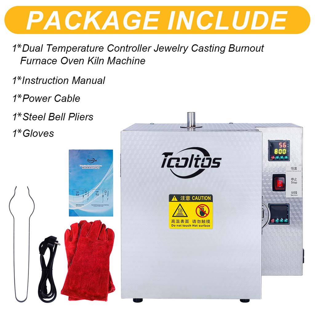 Tooltos Jewelry Tools Tooltos Dual Temperature Controller Jewelry Casting Burnout Furnace Oven Kiln Machine
