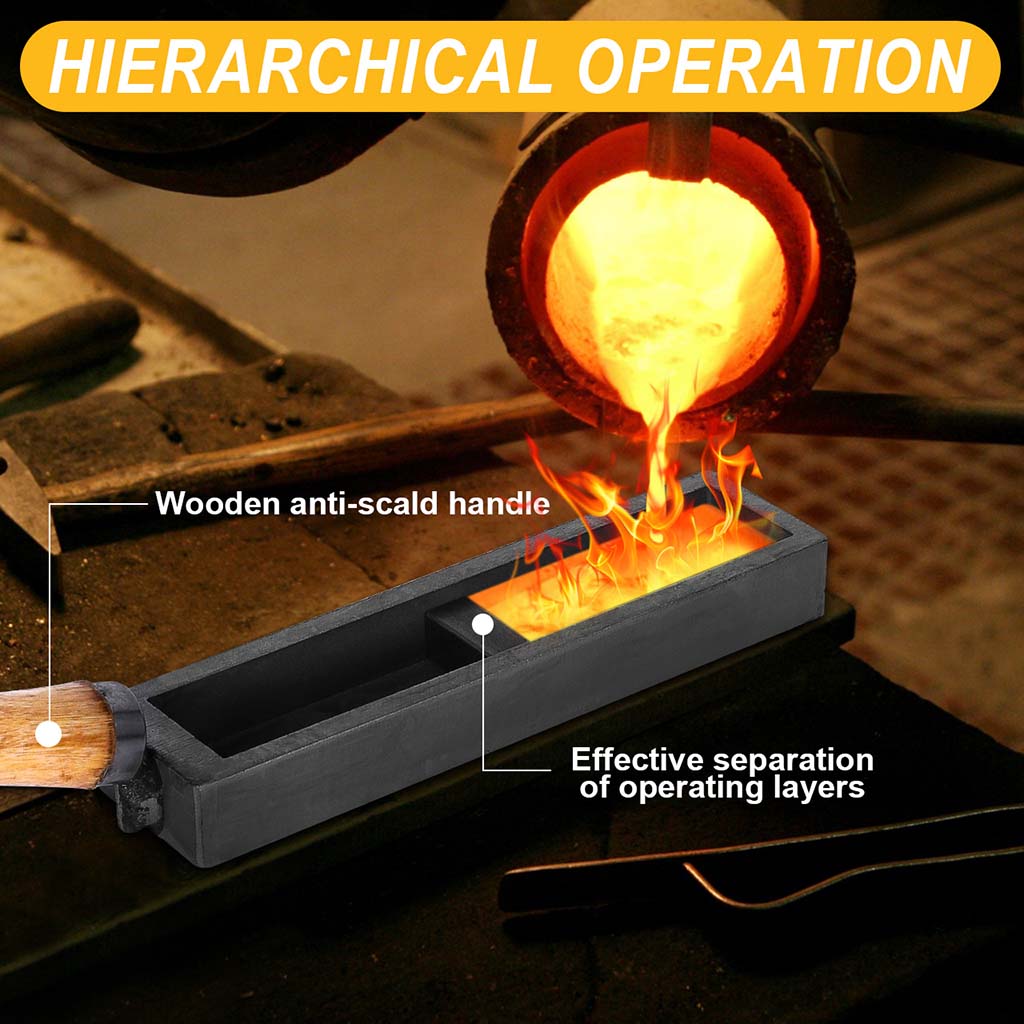 Tooltos Jewelry Tools Tooltos Iron Ingot Molds With Wooden Handle for Gold Silver Metal Melting and Casting Accessories