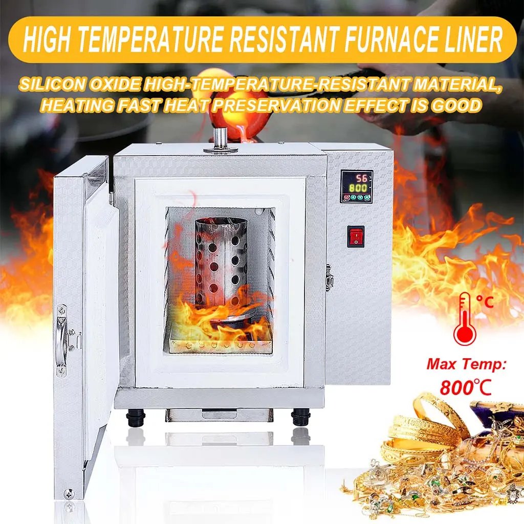 Tooltos wax casting burnout oven side view showing cooling vent and stainless steel body