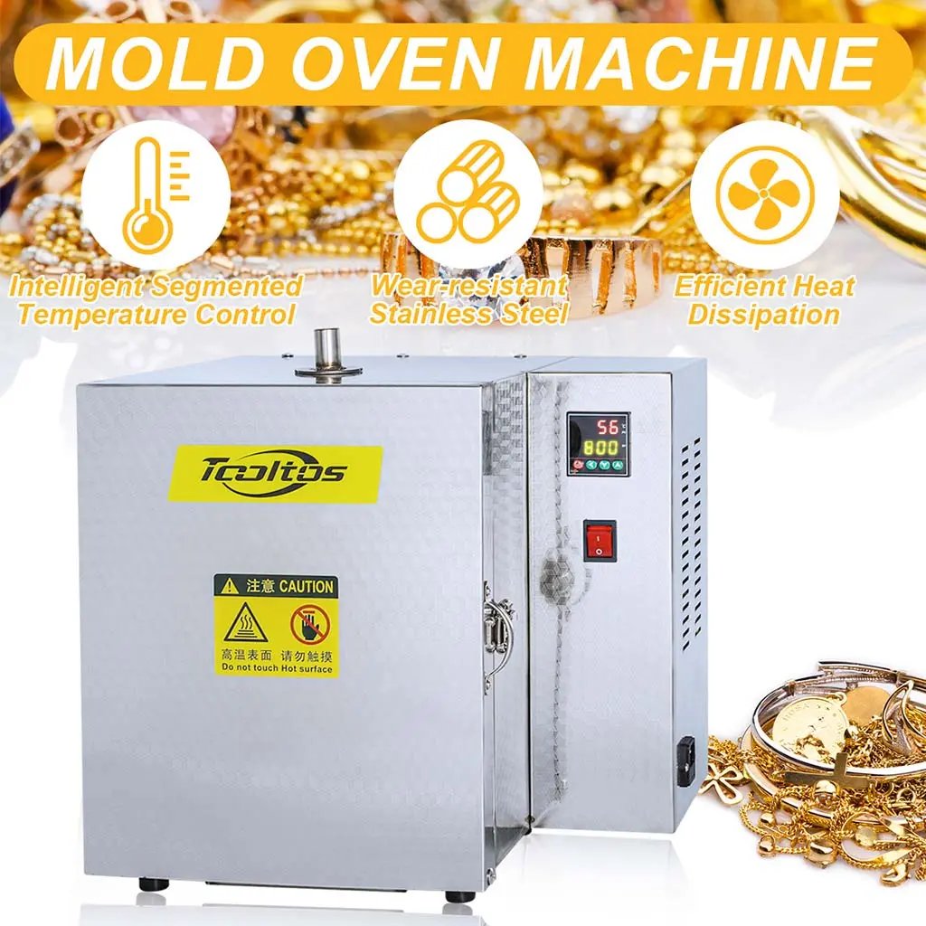 Tooltos jewelry burnout furnace front view with digital temperature controller and power switch