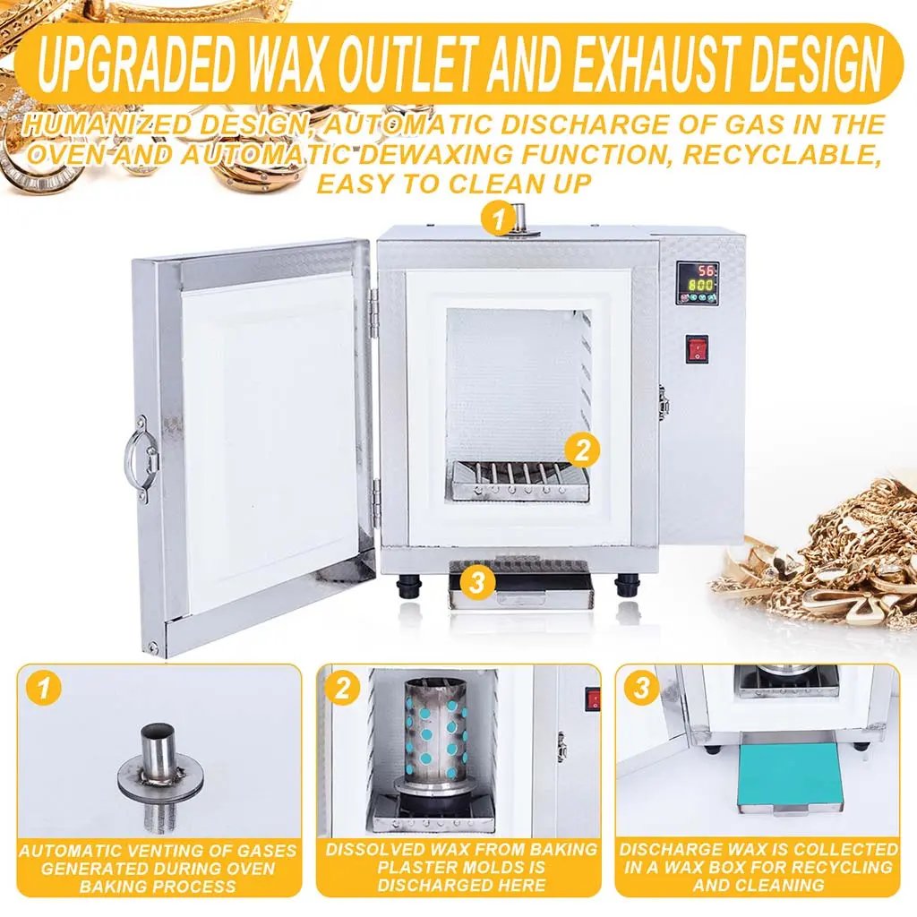Upgraded wax outlet and exhaust design with automatic dewaxing and gas venting system