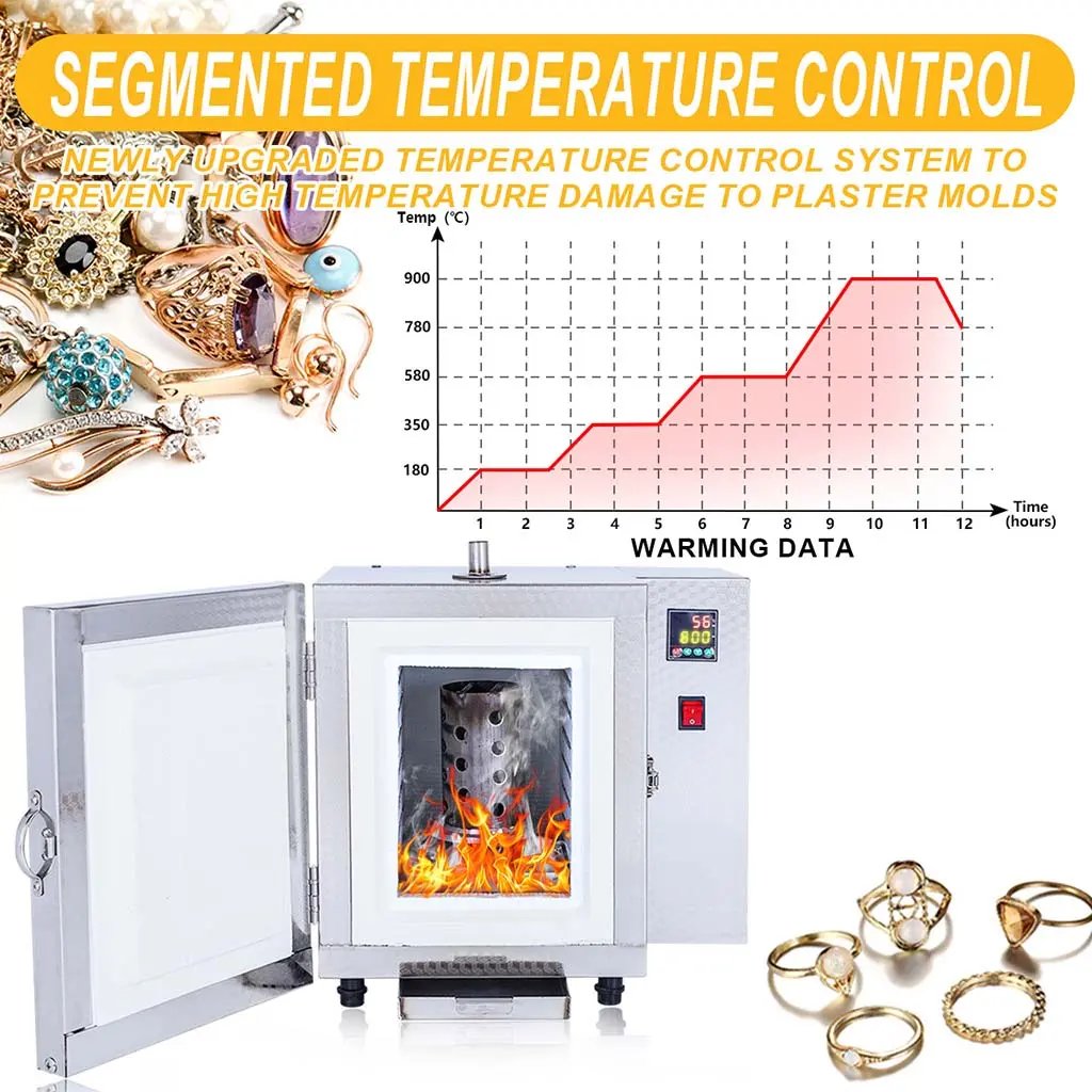 5-stage segmented temperature control system of Tooltos jewelry burnout furnace mold oven