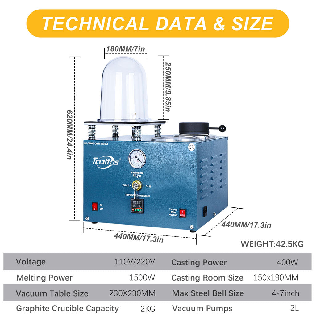 Tooltos Jewelry Precision Vacuum Casting Machine for Lost Wax Casting Method