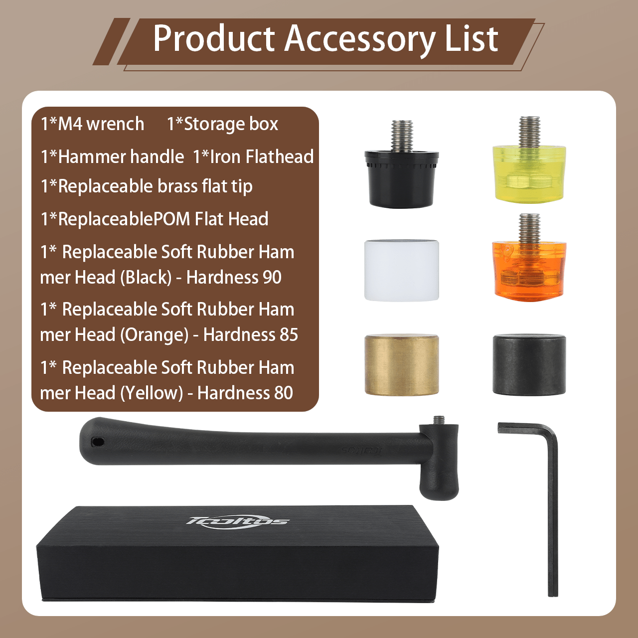 Tooltos Jewelry Tools Tooltos Multi Head Jewelry Hammer Replaceable Soft Hard Hammer Heads Metalworking Jewelry Craft Watch Repair ToolTooltos