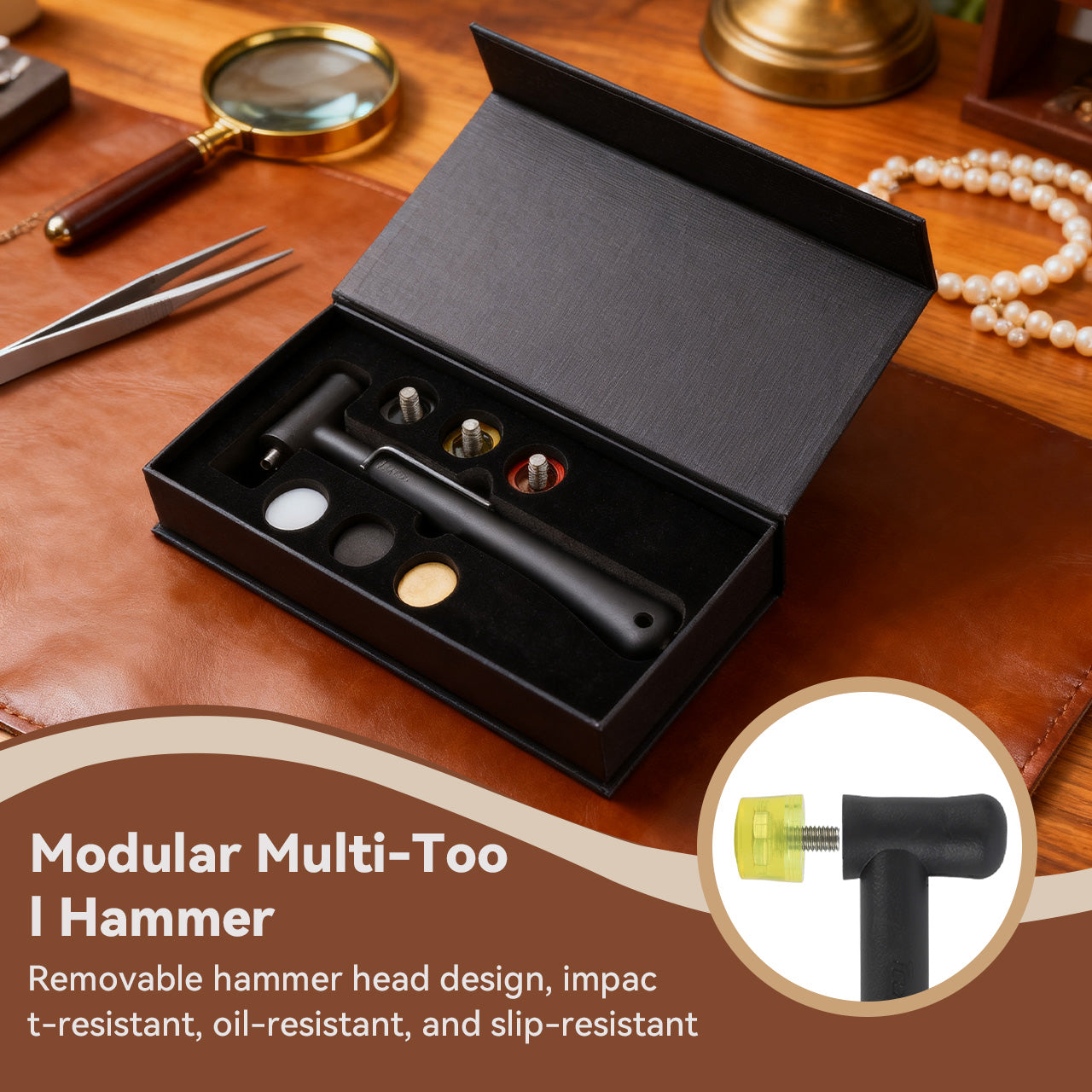 Tooltos Jewelry Tools Tooltos Multi Head Jewelry Hammer Replaceable Soft Hard Hammer Heads Metalworking Jewelry Craft Watch Repair ToolTooltos