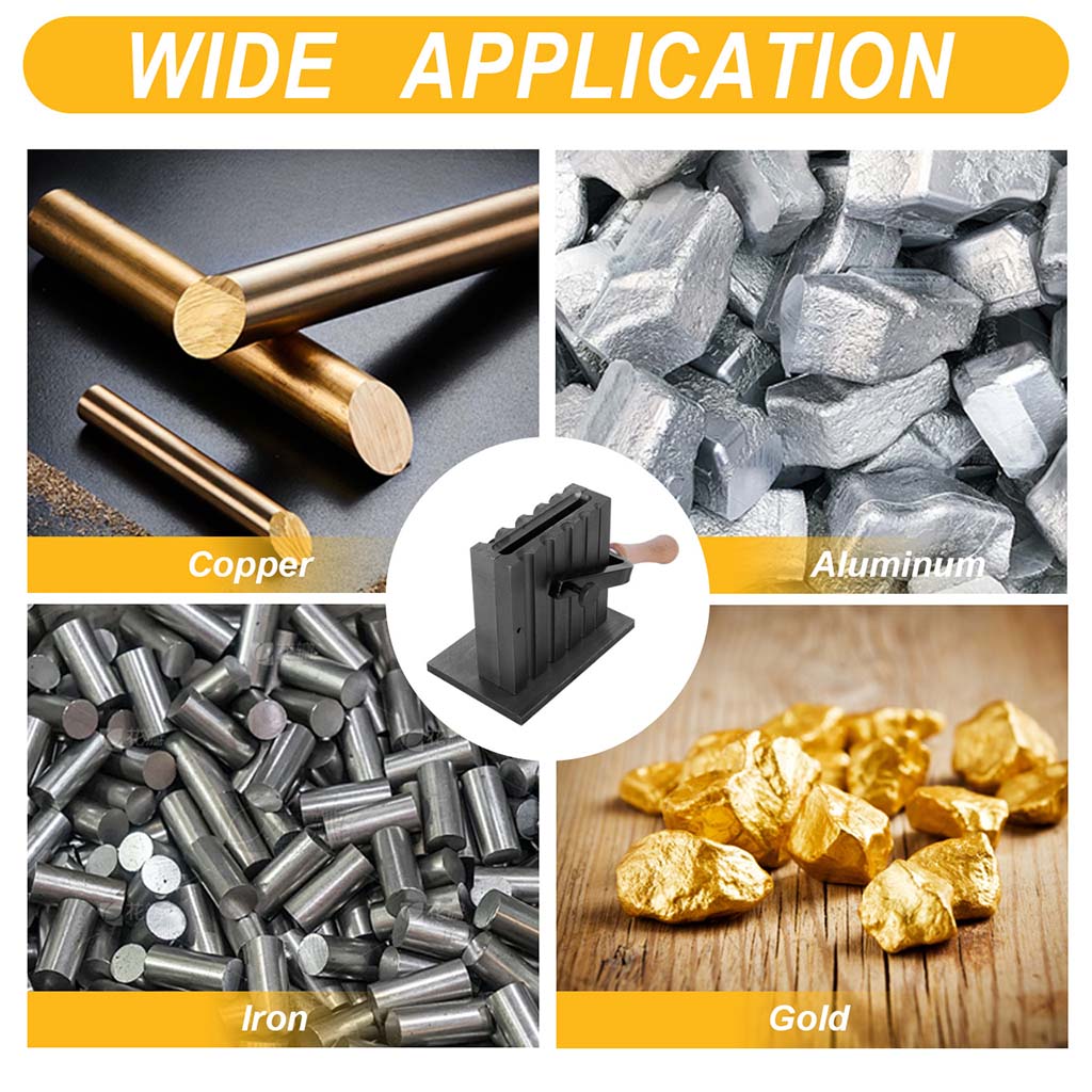 Tooltos Jewelry Tools Tooltos Reversible Wire Plate Iron Ingot Molds With Wooden Handle for Gold Silver Metal Melting and Casting Accessories