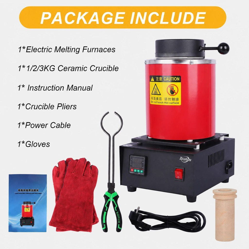Tooltos Tooltos 1800W Digital Metal Gold Jewelry Electric Melting Furnace