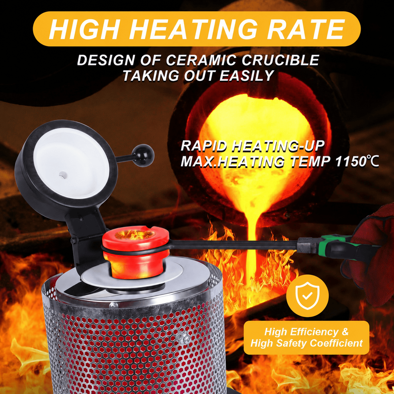Tooltos Tooltos 1800W Digital Metal Gold Jewelry Electric Melting Furnace With Protective Grid