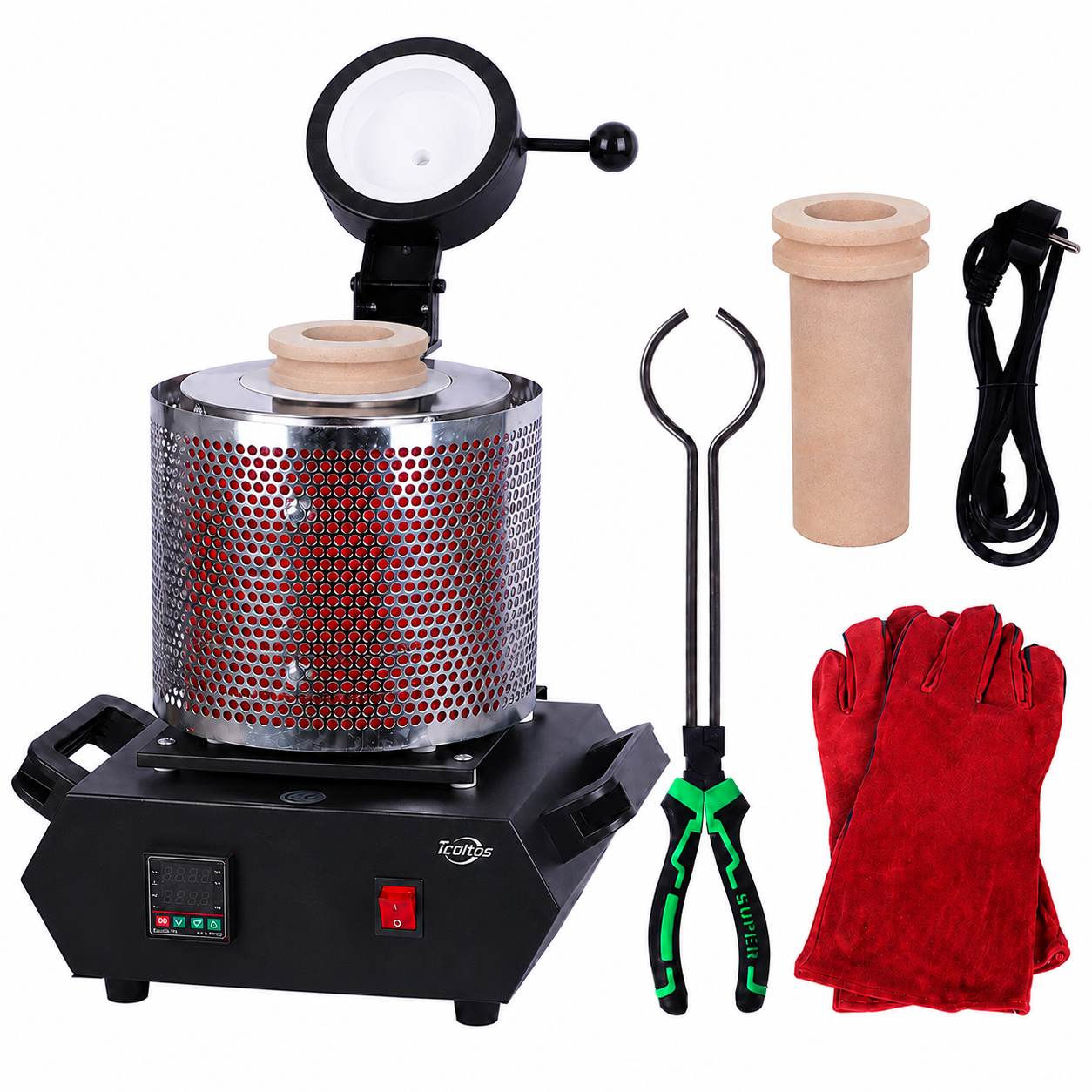 Tooltos Tooltos 1800W Digital Metal Gold Jewelry Electric Melting Furnace With Protective Grid