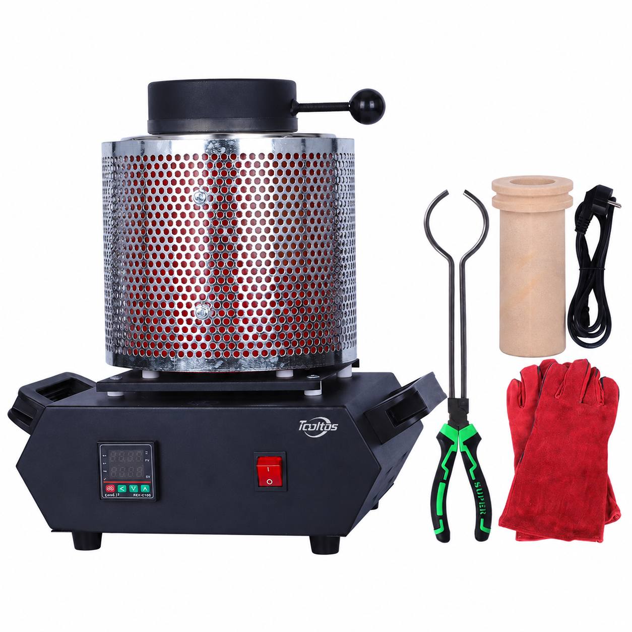 Tooltos Tooltos 1800W Digital Metal Gold Jewelry Electric Melting Furnace With Protective Grid
