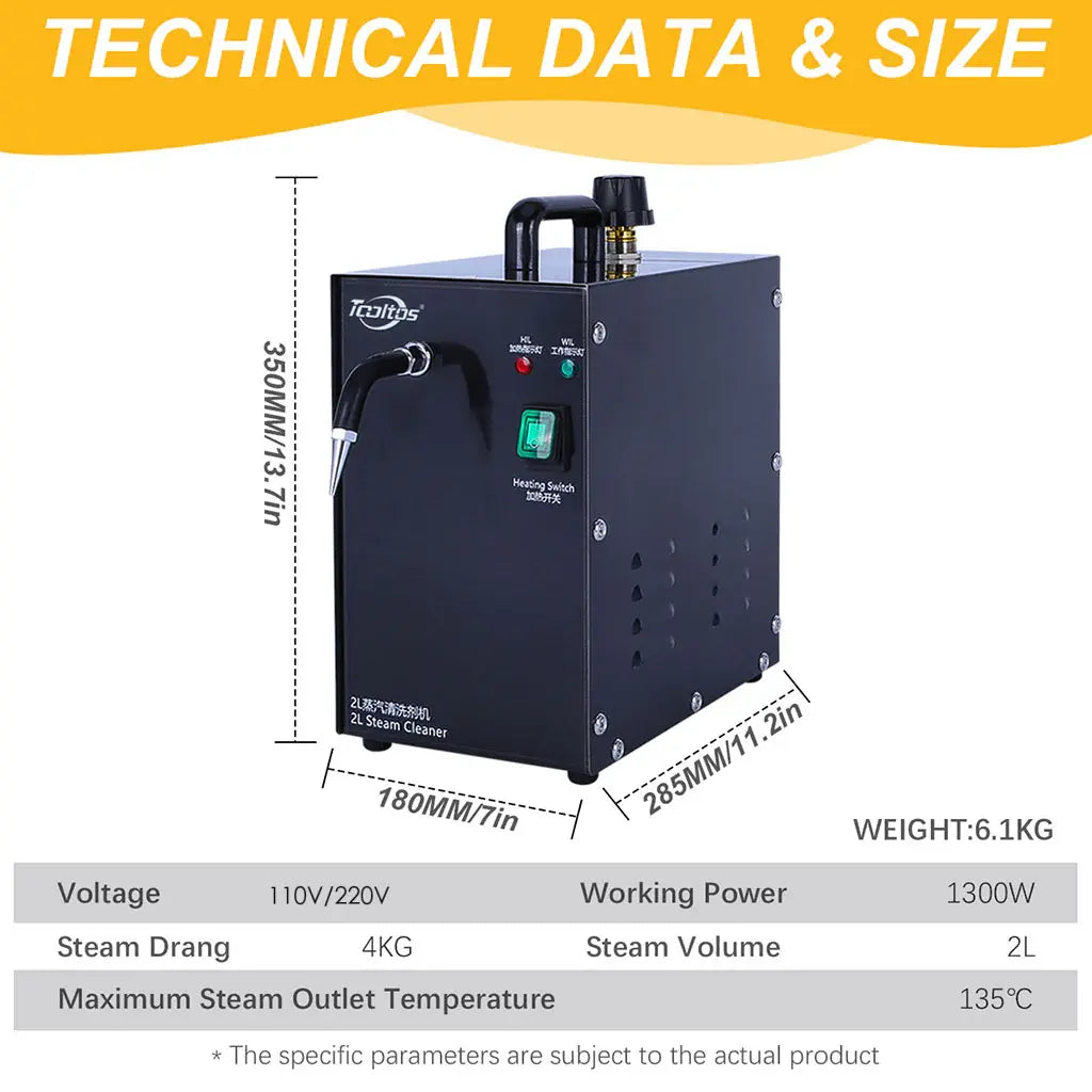 Tooltos Tooltos 2L Professional Jewelry Steam Cleaner 1300W 4 Bar