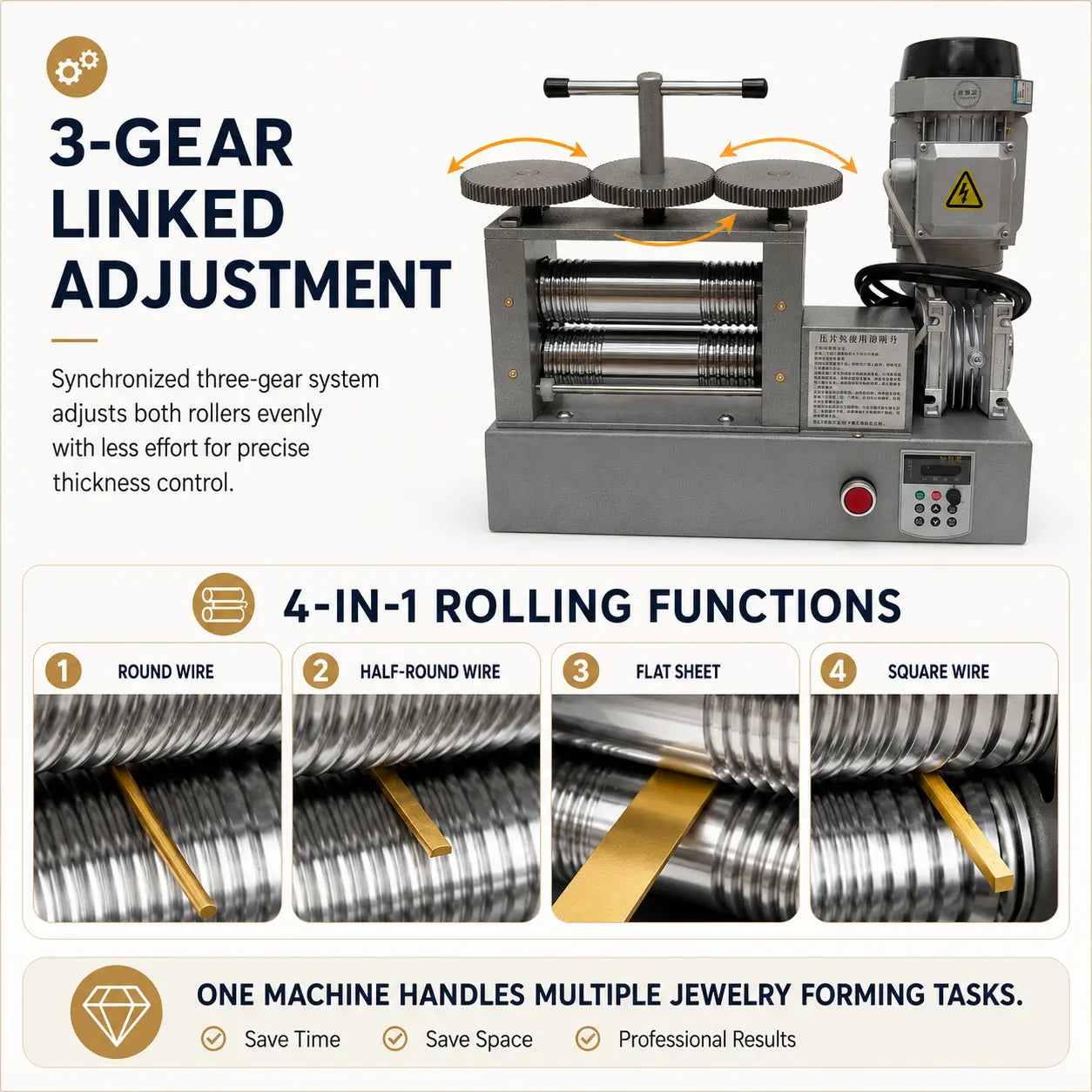Tooltos Tooltos 550W Variable Speed Electric Jewelry Rolling Mill
