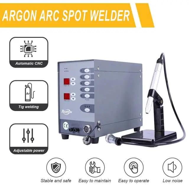 Tooltos automatic CNC argon arc spot welder with TIG welding pen, adjustable power and pen holder stand