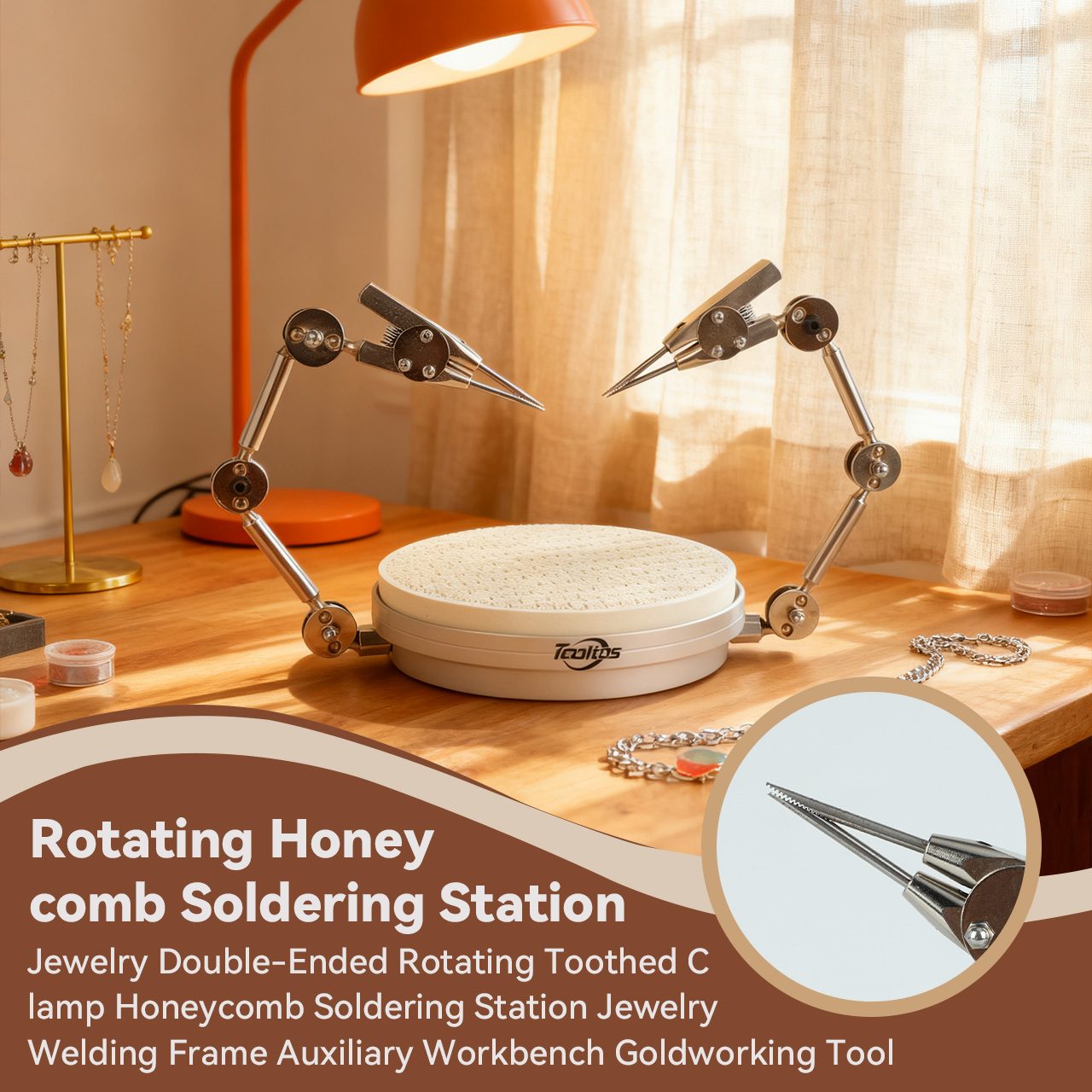 Tooltos Tooltos Rotating Soldering Station 360 Degree Honeycomb Ceramic Jewelry Stand