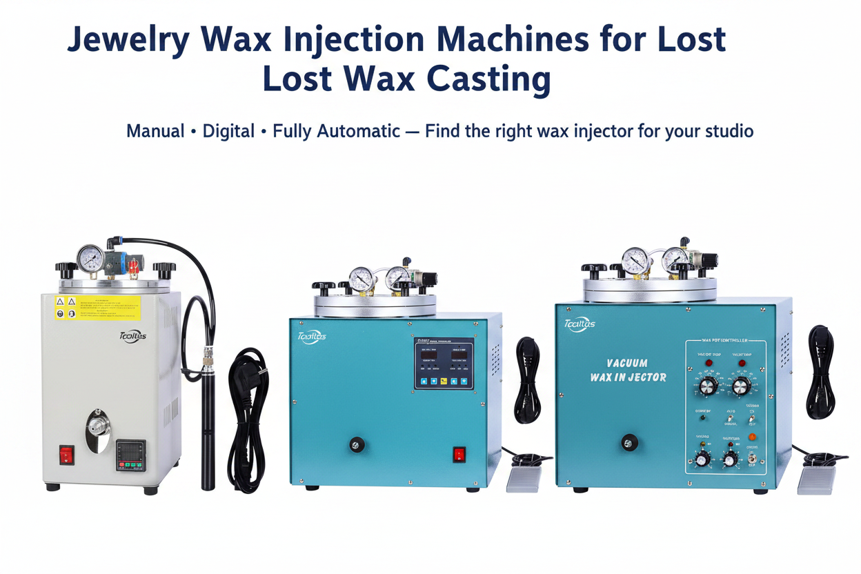 Tooltos jewelry wax injection machines for lost wax casting — manual, digital, vacuum and fully automatic wax injectors for small jewelry studios