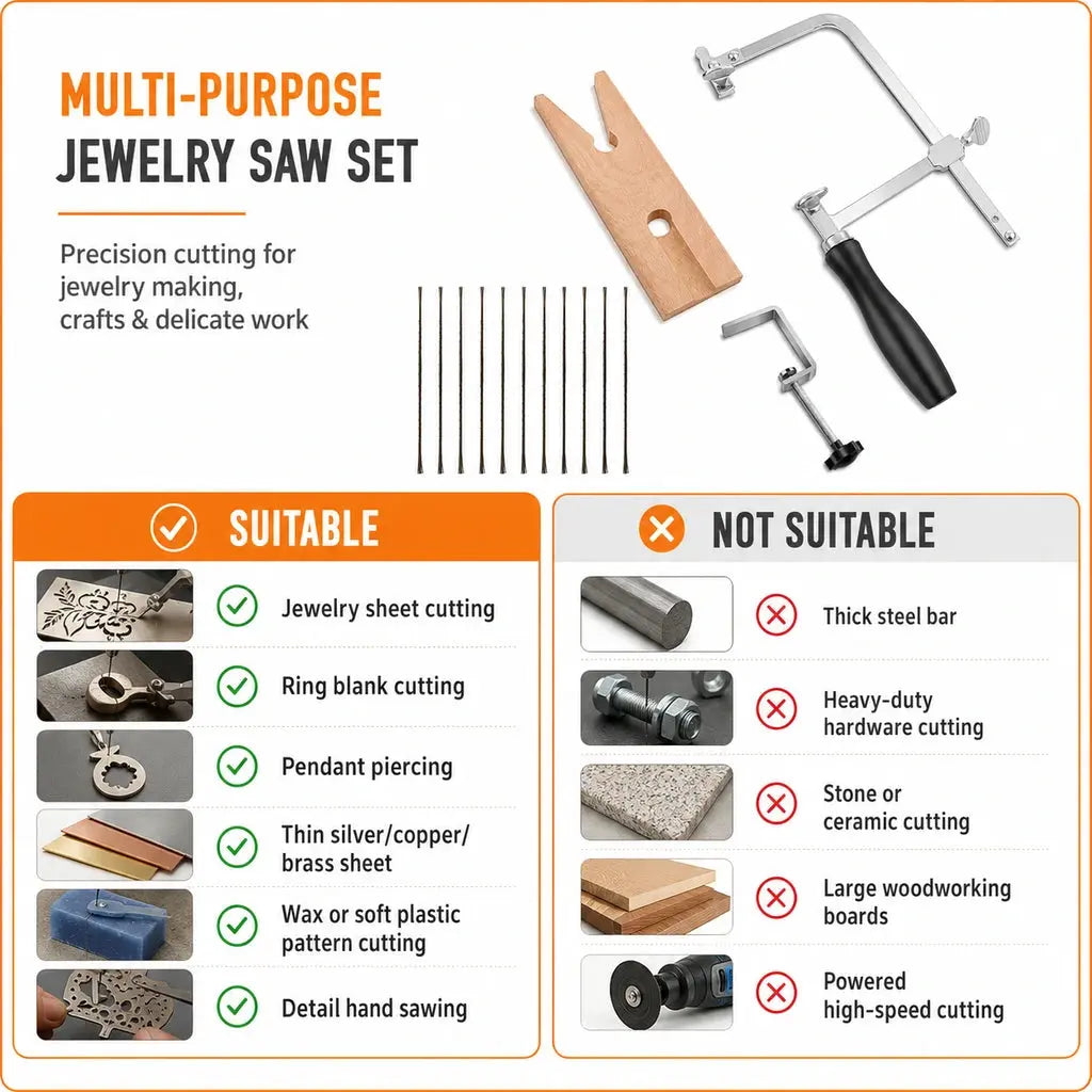 Suitable and not suitable applications for Tooltos jewelry saw kit