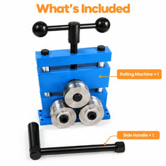 Package contents showing one grooved roller bracelet bending machine and one side crank handle