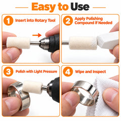 Using a cylindrical wool felt polishing point with a rotary tool