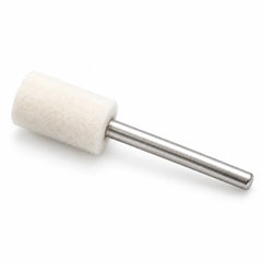 Cylindrical wool felt polishing point with metal shank