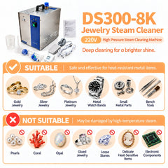 Jewelry steam cleaner features for workshop cleaning applications