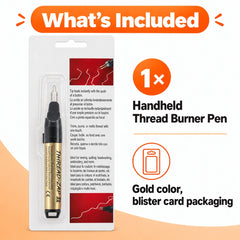 Package contents graphic showing one gold Thread Zap II pen in blister packaging