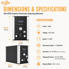 Tooltos HH-AT02 Jewelry Micromotor Engraving Machine Dimensions and Specifications