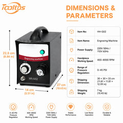 Tooltos HH-G02 engraving machine dimensions and technical parameters