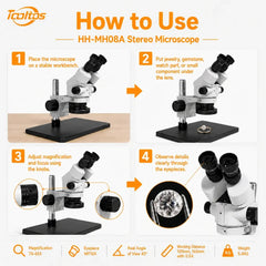 How to set up and use the Tooltos HH-MH08A stereo microscope step by step