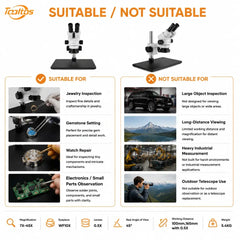Suitable and not suitable applications for Tooltos HH-MH08A stereo microscope